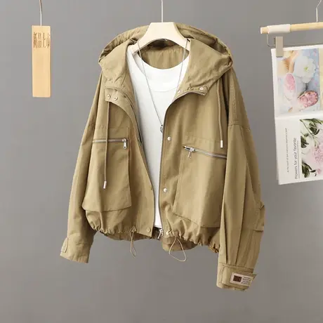 2023年秋季女装连帽冲锋衣短外套休闲风运动高级感夹克风衣女短款商品大图