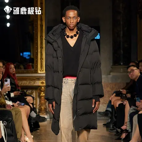 【米兰大秀同款鹅绒服】黑夜中长款羽绒服男女外套冬季厚情侣户外商品大图