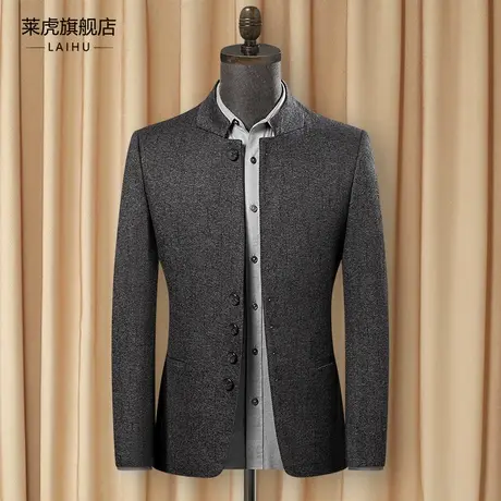 中山装男士青年中华立领西服中国风唐装毛呢子修身西装外套男春秋商品大图