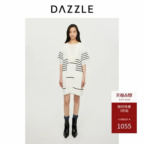 【邱天同款】DAZZLE地素奥莱 连衣裙秋女装条纹四季针织短图片