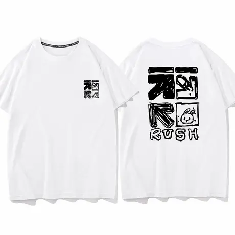秀洛恶搞青少年夏季新款兔子涂鸦街头潮流打底衫休闲棉质短袖T恤图片