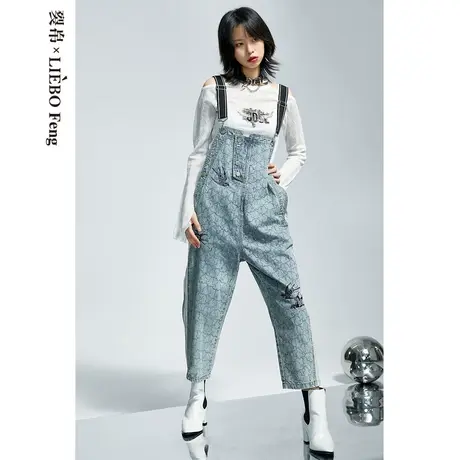 裂帛LIEBOFeng原创设计复古刺绣水洗柔软百搭老爹裤背带牛仔裤女商品大图