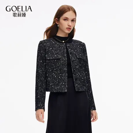 歌莉娅秋季新品羊毛混纺人字纹外套1E9R6E300图片