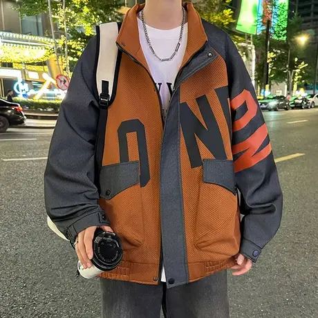 秋季潮牌工装外套男夹克韩版潮流时尚休闲青少年学生个性上衣帅气图片