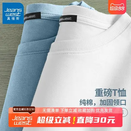 GV纯棉短袖t恤男夏季美式休闲宽松大码青少年百搭纯色半袖上衣潮B商品大图