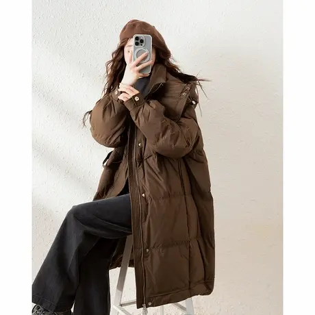 唐狮官方新款冬装女黑色长款羽绒服冬季韩版chic90绒保暖外套cqtu图片