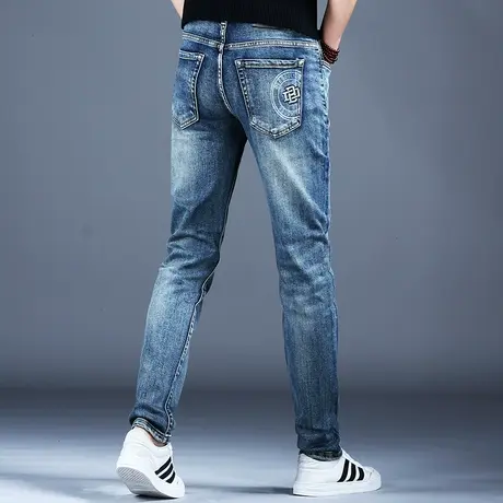男士秋款新款牛仔裤男潮牌修身小脚裤子弹力百搭休闲男裤2023新款商品大图