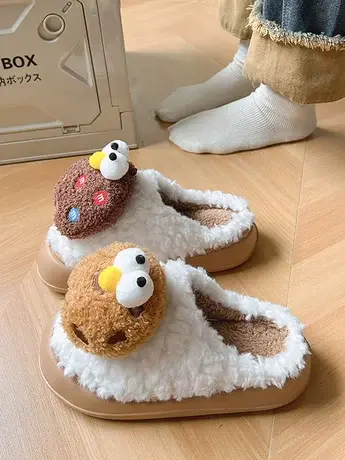 爆款毛毛拖鞋女外穿2023新款可爱卡通厚底家居防滑保暖包头棉拖鞋商品大图