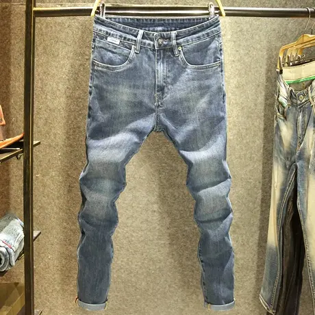 2023秋冬新款牛仔裤男修身小直筒弹力裤子时尚潮流百搭简约长裤子商品大图