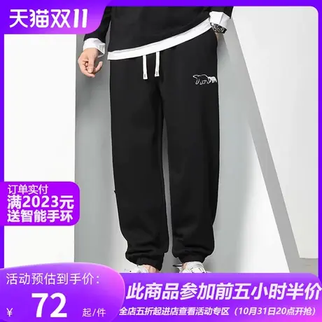 GxxH大码男装裤子男2023冬季新品宽松束脚运动卫裤潮牌百搭长裤商品大图