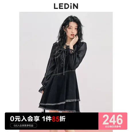 乐町纯欲小黑裙连衣裙休闲夏季新款女装流光设计氛围感收腰公主裙图片