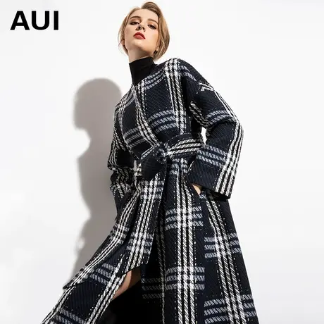 格子毛呢外套设计感女小众秋冬2023新款女装中长款千鸟格呢子大衣图片