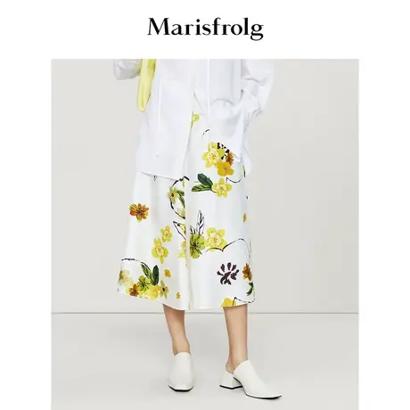 【6A级桑蚕丝】玛丝菲尔23春季新款真丝花卉中腰a字半身裙商品大图