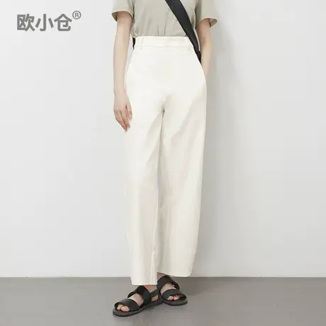 欧小仓凉皮系列 夏日白裤子 奶奶裤薄款窄版阔腿裤 ins博主香蕉裤商品大图