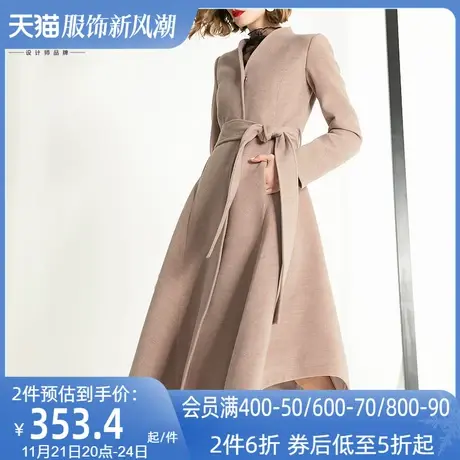 呢子大衣女2023秋冬新款欧洲站气质中长款过膝不规则修身毛呢外套图片