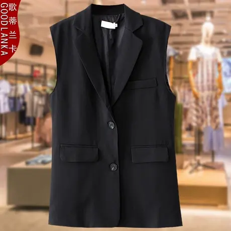 年轻气质妈妈西装马甲女宽松秋装外套加肥加大码女中长马夹200斤商品大图