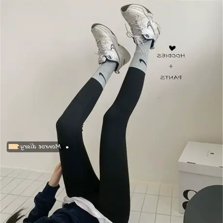 鲨鱼皮打底裤女外穿紧身微压秋冬加绒芭比高腰收腹瘦腿瑜伽小黑裤图片