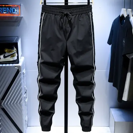 2022年秋季香港潮牌冰丝休闲裤男束脚宽松男士休闲长裤子男百搭款商品大图