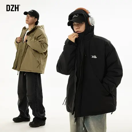 男士黑色保暖工装外套男冬棉服男款冬季美式加厚棉衣2023新款棉袄商品大图