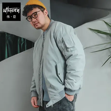 伟臣潮牌大码冬季胖子棒球服棉服男士加肥加大肥佬飞行员工装棉衣商品大图