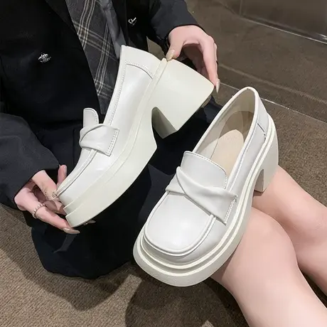 玛丽珍鞋女仙女风高跟鞋2023年粗跟百搭小皮鞋英伦风厚底乐福单鞋商品大图