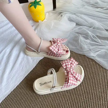 蝴蝶结两穿凉拖鞋女外穿爆款一字拖2023新款夏季时尚厚底沙滩鞋潮商品大图
