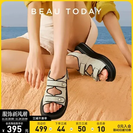BeauToday厚底凉鞋女夏BT小香风凉鞋女新款羊皮法式凉鞋罗马凉鞋商品大图