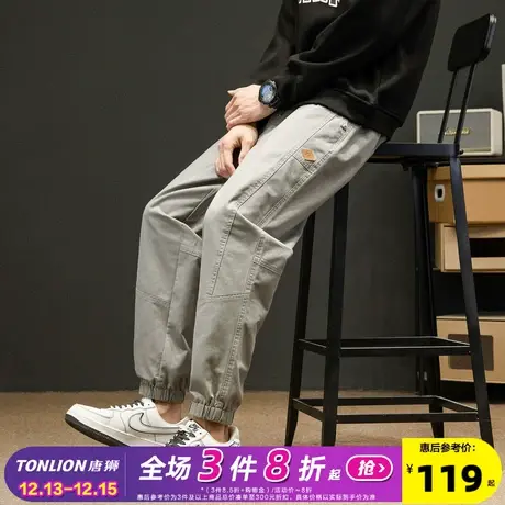 唐狮23春秋新款工装裤男韩版束脚宽松休闲裤长裤裤子男款潮牌图片