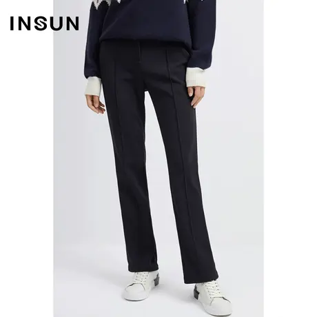 INSUN恩裳冬季锦纶针织复合短绒毛内里微喇裤商品大图