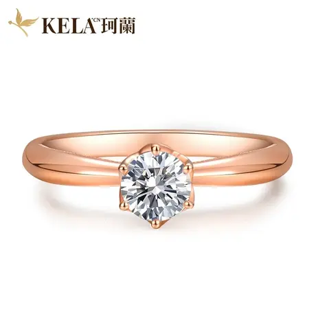珂兰 玫瑰18K金钻石戒指女时尚六爪钻戒单钻订婚结婚戒指P图片