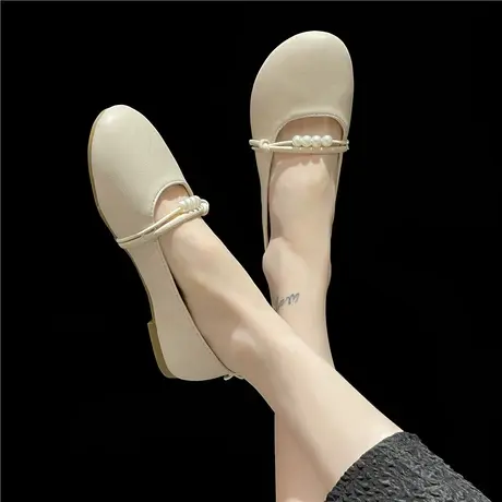 平底单鞋女夏款2024夏季新款百搭浅口软底孕妇豆豆鞋一脚蹬女鞋子商品大图