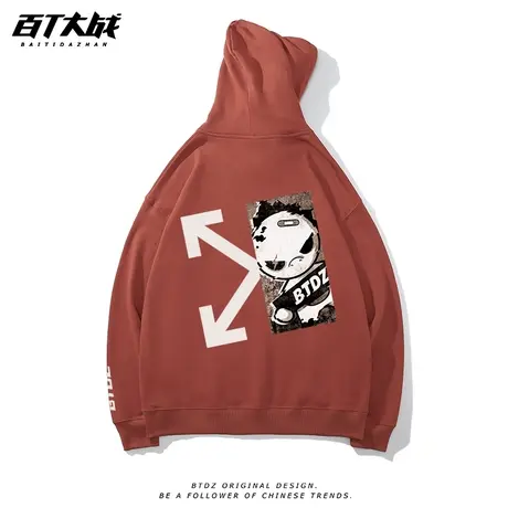 高街男潮卫衣加绒款欧美重磅怪兽通缉令2022新款保暖情侣套头外套商品大图