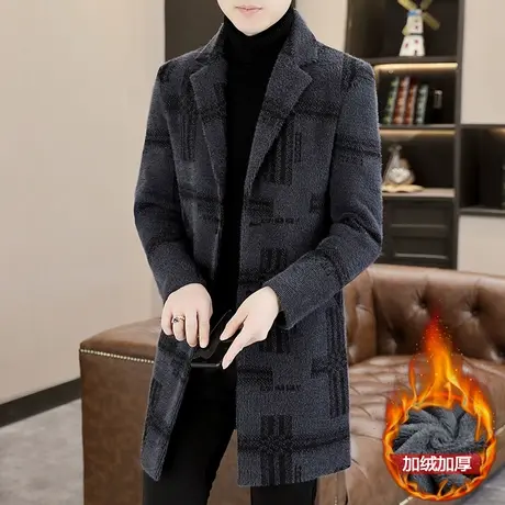 2024冬季新款加绒加厚中长款毛呢大衣个性休闲妮子外套冬装上衣服商品大图