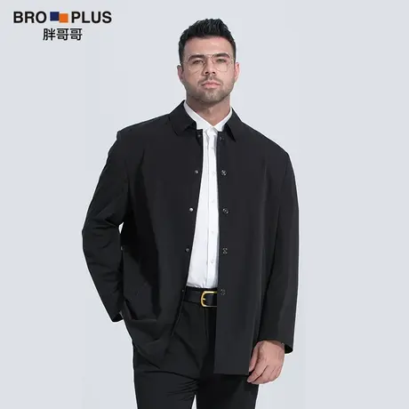 胖哥哥秋季款外套男宽松大码男装商务休闲风衣中长款上衣加肥加大图片