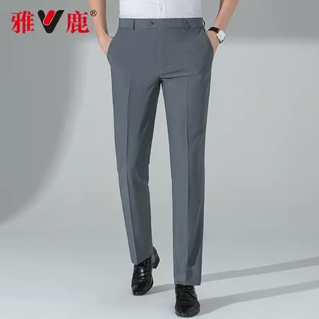 雅鹿男士修身商务正装西裤2023春秋新款中青年休闲纯色百搭长裤男商品大图