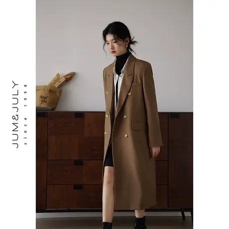 嘉茱莉复古西装外套女气质长款休闲西装大衣新款西装风衣垫肩西服图片