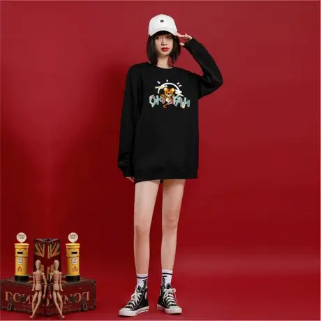 Ohlyah2023虎年本命年潮牌卫衣女长袖外套宽松上衣小虎印花情侣装图片