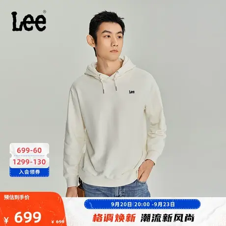 Lee商场同款23秋冬新品舒适版小logo男款连帽长袖卫衣LMT0067722图片