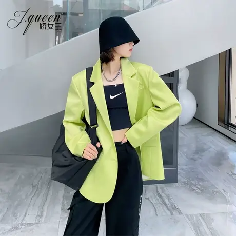 西装外套女2023秋季新款炸街气质宽松休闲外套女高级感纯色小西服商品大图