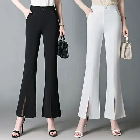 西装微喇裤女高腰2023春季新款垂感显瘦修身喇叭裤马蹄拖地长裤子商品大图