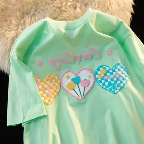 美式复古短袖t恤女2022夏季大码半袖宽松韩版bf慵懒风上衣服ins潮商品大图