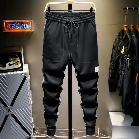春夏机能工装裤男潮牌拼色哈伦宽松男士韩版潮流裤子男生休闲长裤商品大图