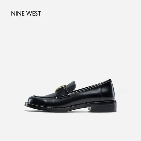Nine West/玖熙99金标乐福鞋复古低跟单鞋新款圆头通勤小皮鞋百搭商品大图