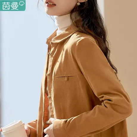 茵曼官方旗舰店加厚磨毛衬衫女士2023冬季新品宽松叠穿开衫外套图片