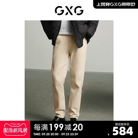 【龚俊同款】GXG男装 商场同款卡其色宽松牛仔长裤2023年冬季新品商品大图
