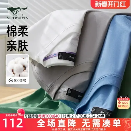[100%棉]七匹狼男士短袖T恤男2023夏季新款圆领纯棉凉感透气上衣图片
