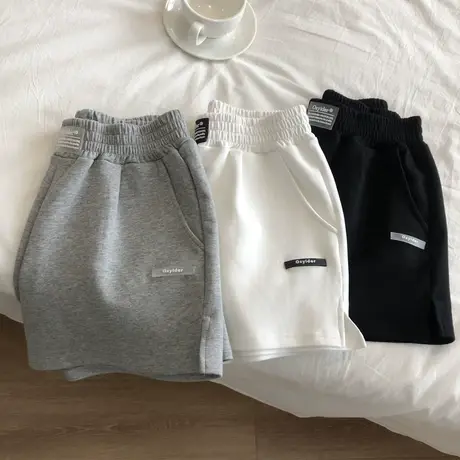 韩版灰色运动短裤女宽松外穿2021夏季新款休闲百搭阔腿热裤学生潮商品大图