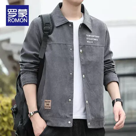 罗蒙秋季外套男士2023新款潮牌休闲工装上衣服春秋衬衫领夹克男款商品大图