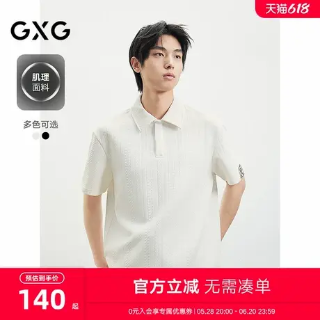 GXG男装 休闲polo衫男士纹理翻领短袖T恤25年夏新品#G25D242020商品大图