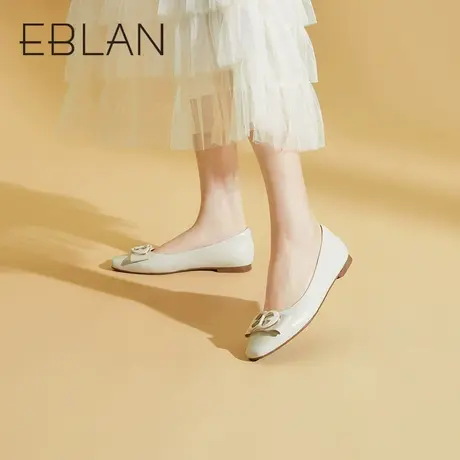 伊伴2023秋季新款女鞋时装单鞋低跟浅口单鞋一脚蹬通勤单鞋真皮鞋商品大图